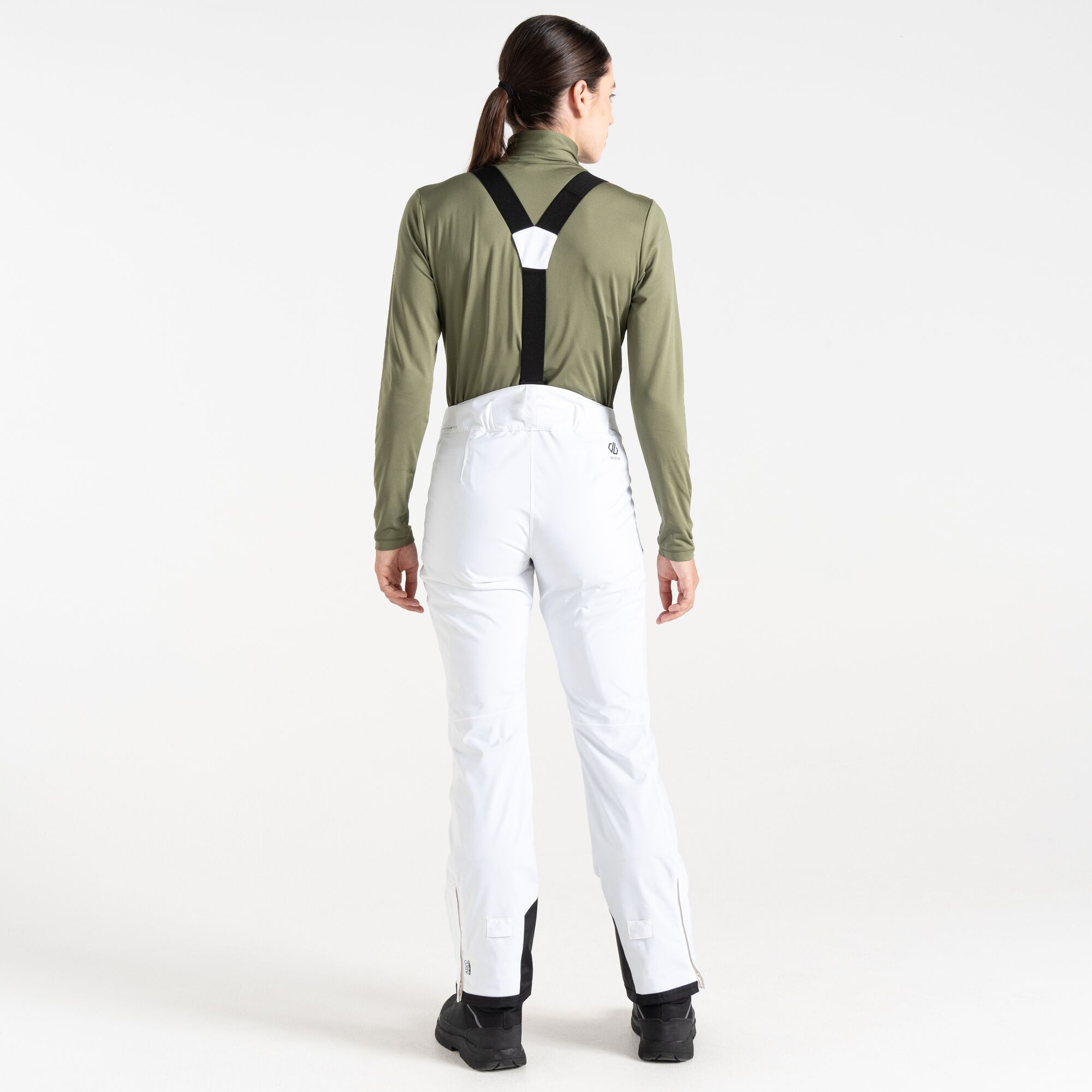 Dare 2b Spodnie narciarskie damskie z membraną z szelkami Diminish Biały