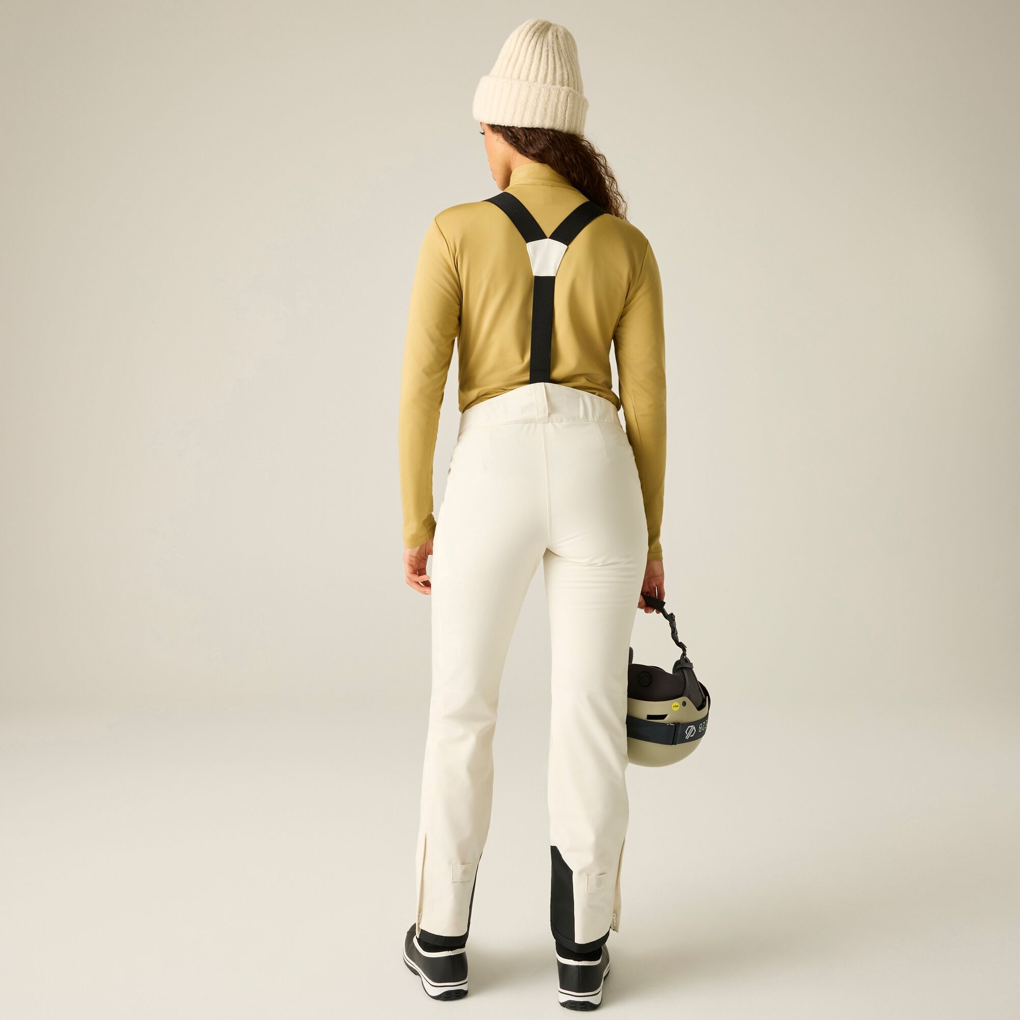 Dare 2b Spodnie narciarskie damskie z membraną z szelkami Diminish Beżowy