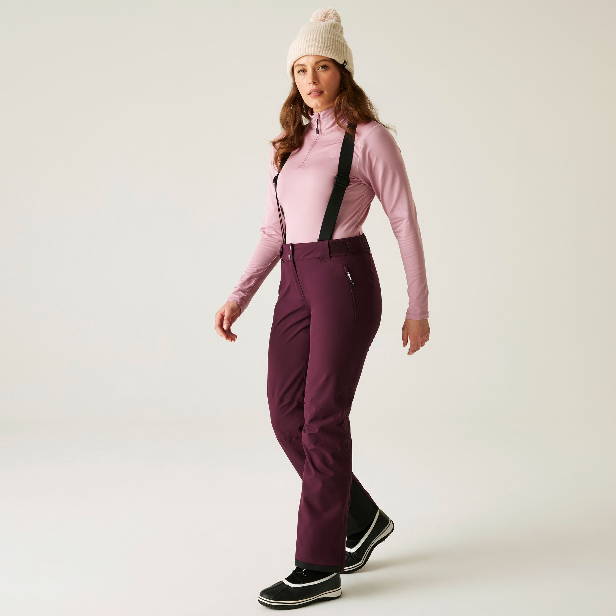 Dare 2b Spodnie narciarskie damskie z membraną z szelkami Diminish Fioletowy