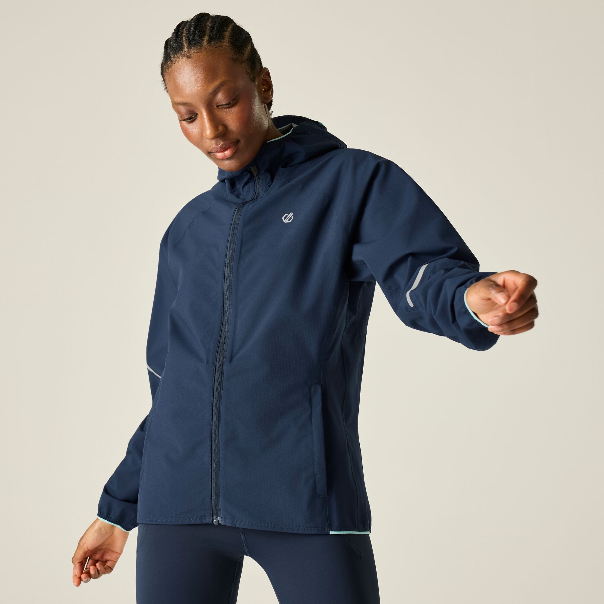Dare 2B Women's Mid Navy Ultra-Light Hooded Walking Waterproof Jacket In | Size: 14 - Image 5
