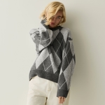 Dark Grey Silver Grey Argyle 