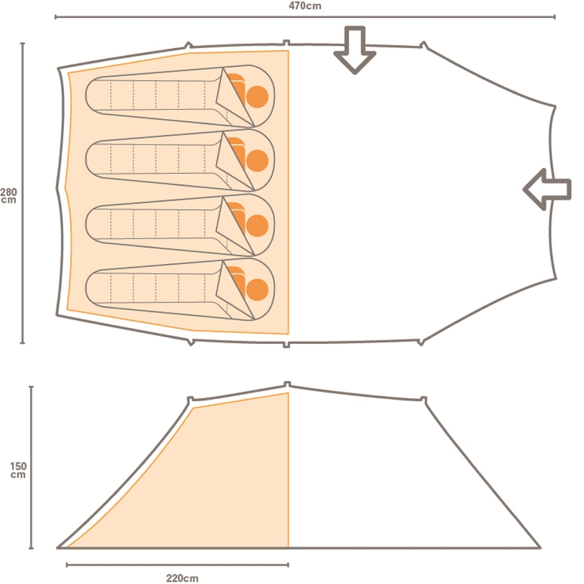 Regatta   Namiot 4-osobowy tunelowy Vester 470x280cm Zielony