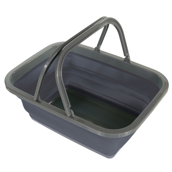 Lavabo pliable en plastique solide et pliable avec anses capacité 8L Gris