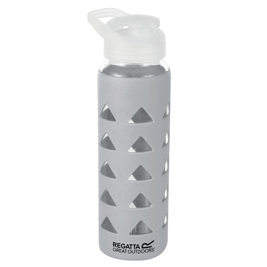 700ml Glass Bottle With Silicon Grip Silver Grey 