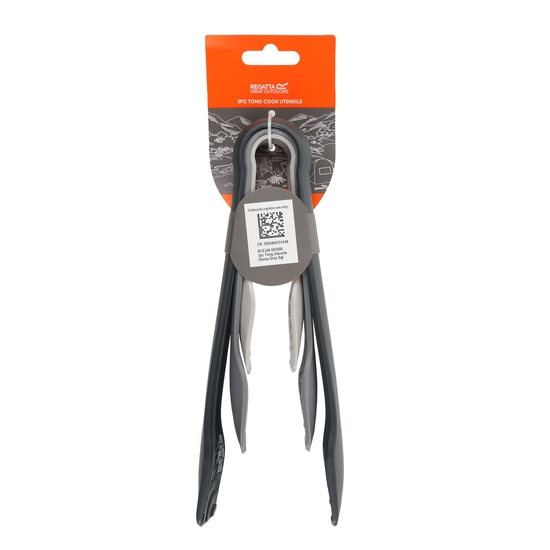 3 Pack Tong Cook Utensils Ebony Grey