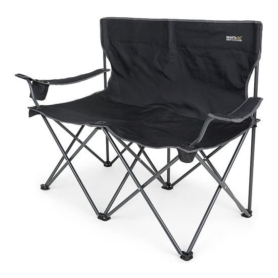 Isla Double Camping Chair with Storage Bag Black Seal Grey