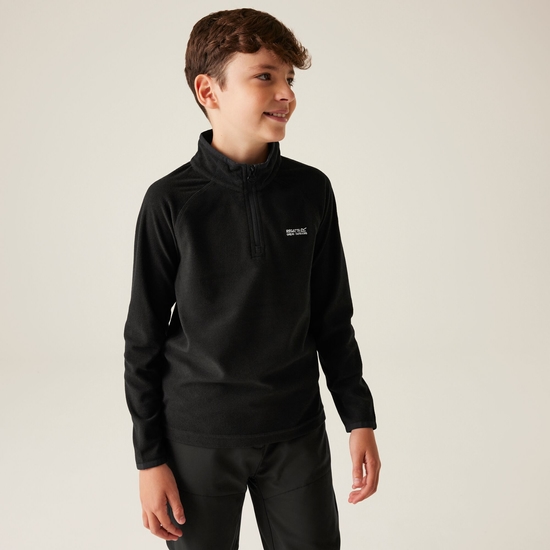 Loco leichtes Fleece mit Mini-Streifen und halblangem Reißverschluss für Kinder Schwarz