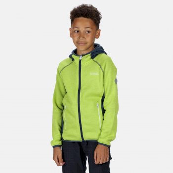 Kids' Dissolver II Full Zip Hooded Fleece Electric Lime Dark Denim