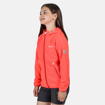 Kids' Jenning Ribbed Full Zip Hooded Fleece Fiery Coral Coral Blush