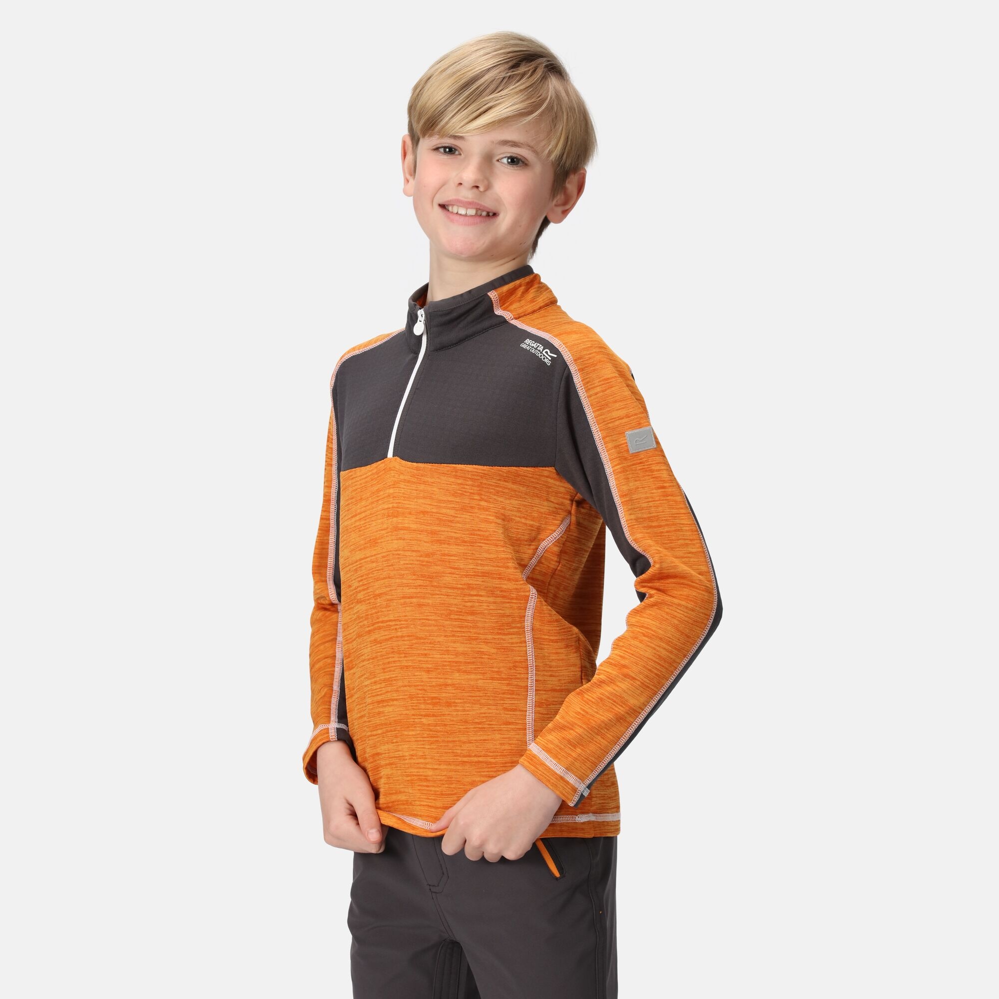 Regatta Dziecięcy polar z recyklingu Hewley Pomarańczowo-szary