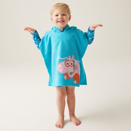 Kids' Peppa Pig Hooded Beach Towel Atoll Blue 