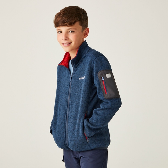 Kids' Newhill Fleece Moonlight Denim Danger Red