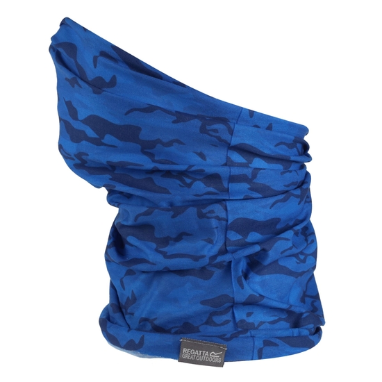 Kids' Printed Multitube Scarf Mask Imperial Blue Camo