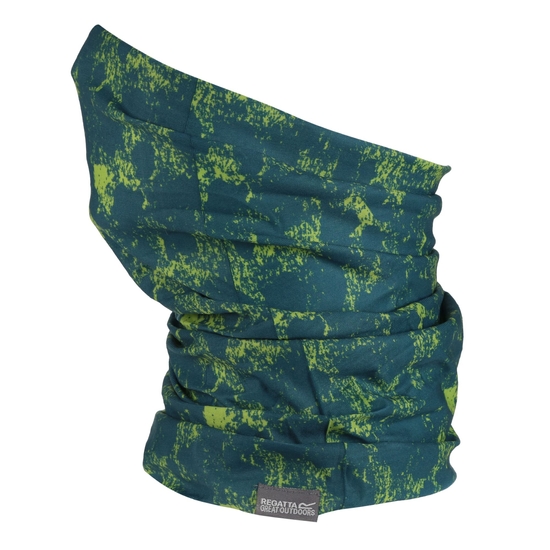 Kids' Printed Multitube Scarf Mask Pacific Green Distressed Camo