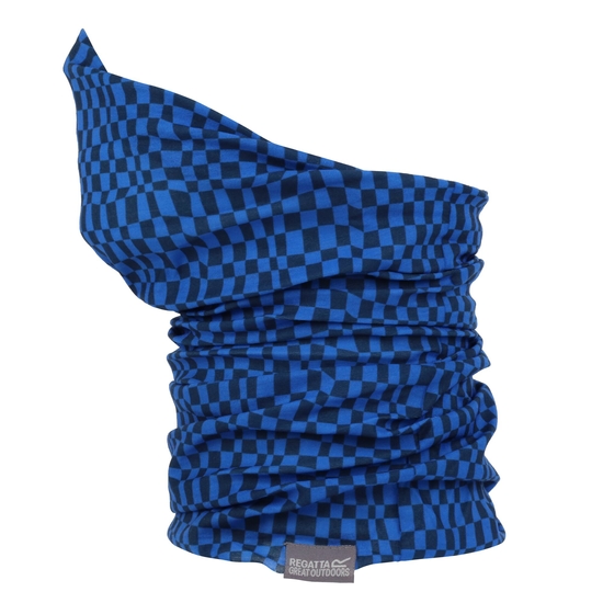 Kids' Printed Multitube Scarf Mask Skydiver Blue Checkerboard