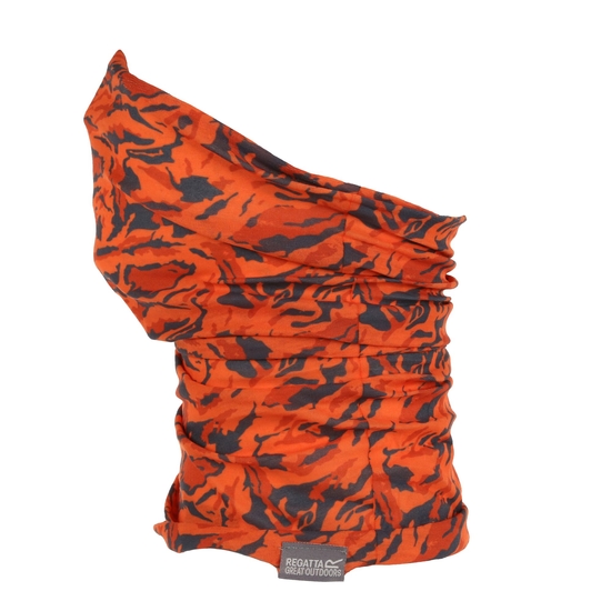 Kids' Printed Multitube Scarf Mask Blaze Orange Painterly Camoflauge 