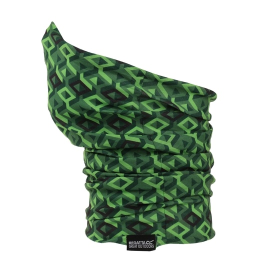 Kids' Printed Multitube Scarf Mask Field Green Cubes