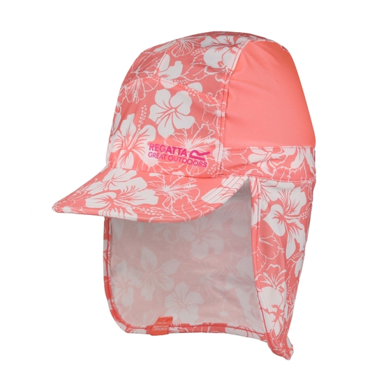 Kids' Protect Sunshade Neck Protector Cap Shell Pink Hibiscus Shell Pink 