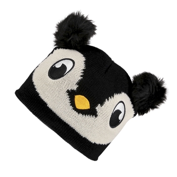 Kids' Animally III Knitted Beanie Hat Black Penguin