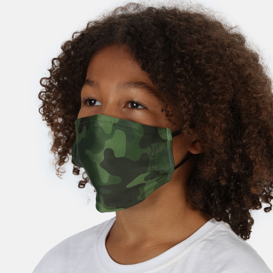 Kids' Face Covering 3 Pack Racing Green Camo