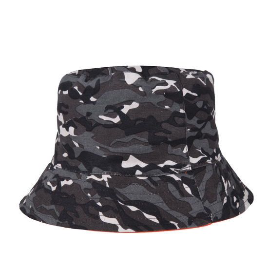 Kids' Flip Bucket Hat Black Camo Persimmon