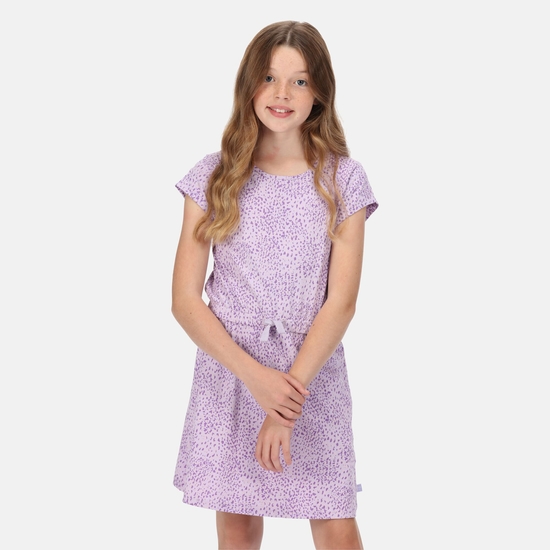 Kids' Catrinel Short Sleeved Dress Pastel Lilac Abstract Animal