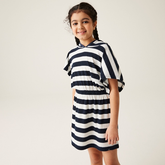 Kids' Bernessa Towelling Dress Navy Stripe 