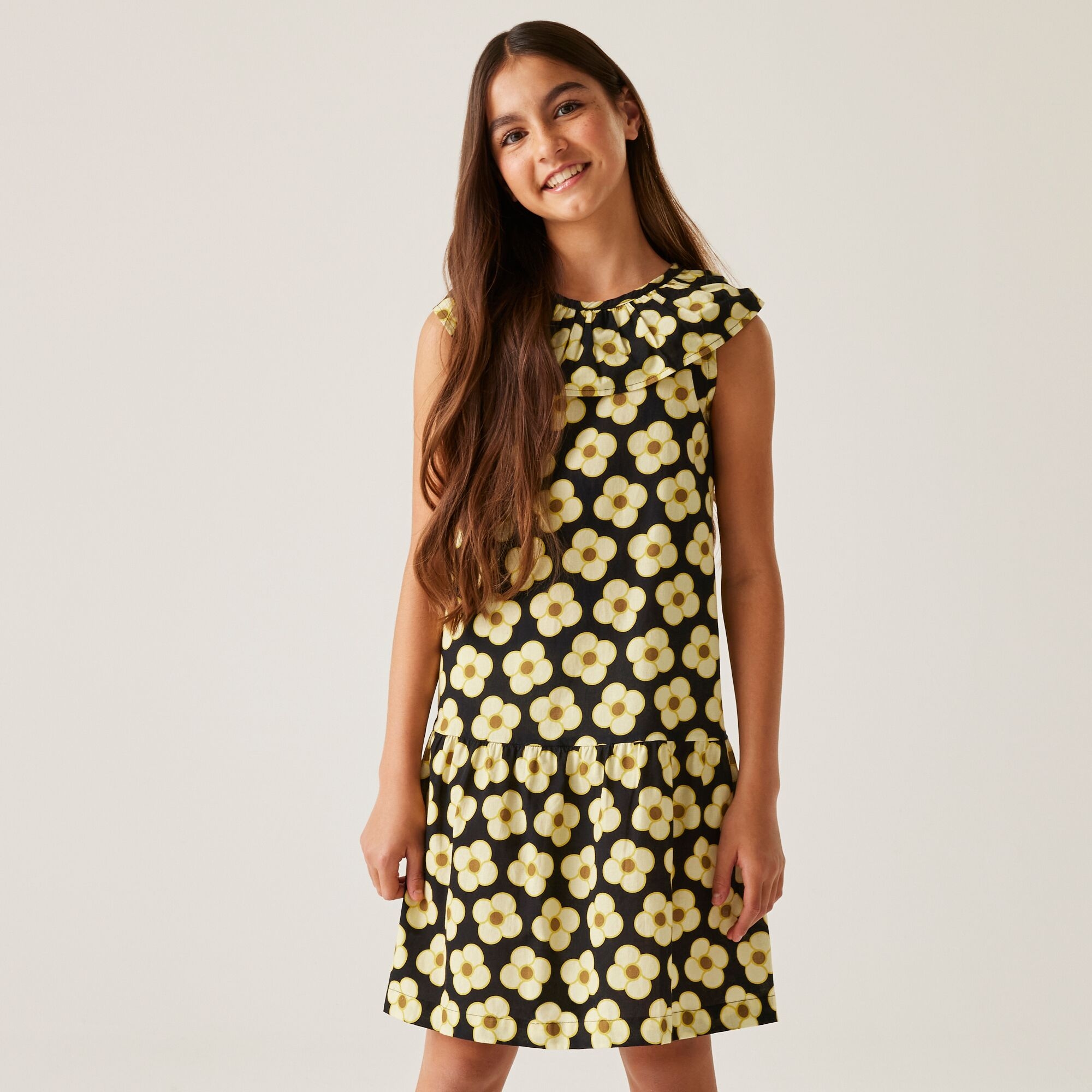 Regatta Orla Kiely Girls Sleeveless Dress Size: 5-6 Years Unisex Kids Black