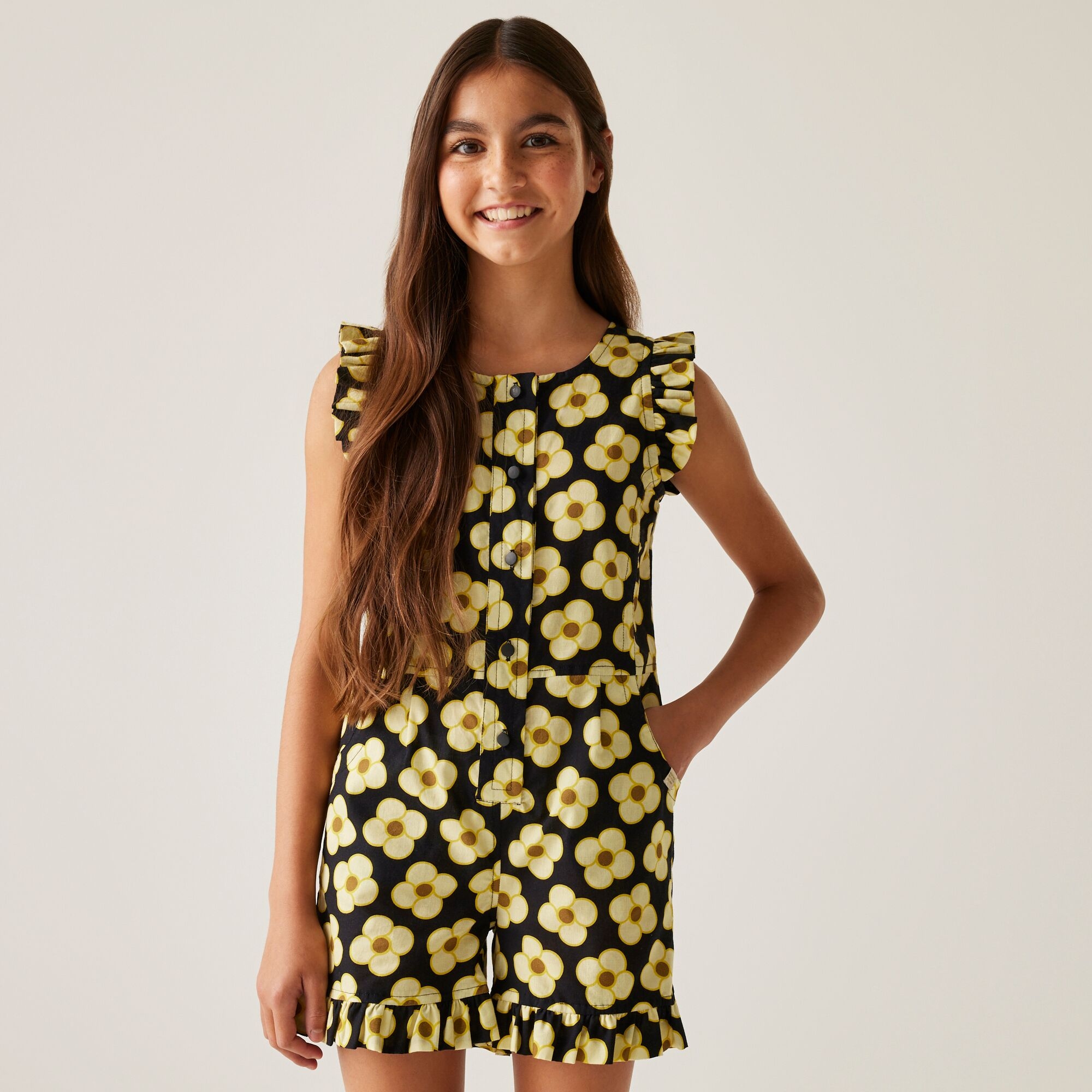 Regatta Orla Kiely Girls Playsuit - Black Size 13 Years