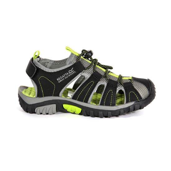 Kids' Westshore Lightweight Walking Sandals Black Lime Green 