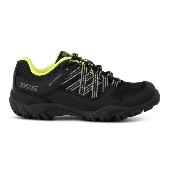 Kids' Edgepoint Waterproof Low Walking Shoes Black Lime Punch