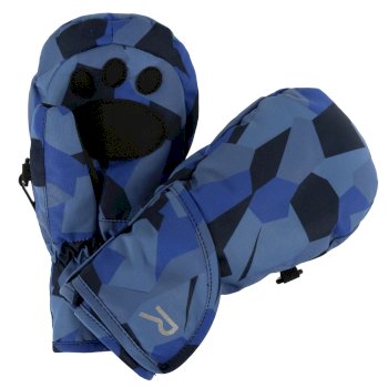 Kids Spatter Mitt III Reflective Waterproof Gloves Navy Geometric