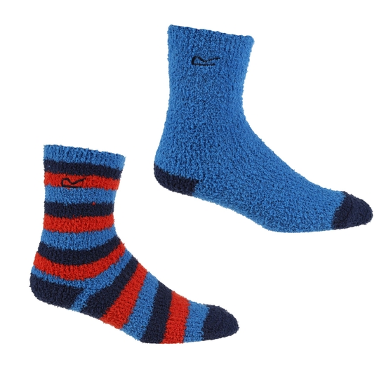 Kids 2 Pack Cosy Sock Hawaiian Blue Mix 