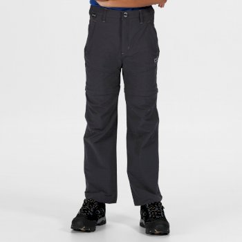 Kids' Hikefell Stretch Zip Off Trousers Seal Grey