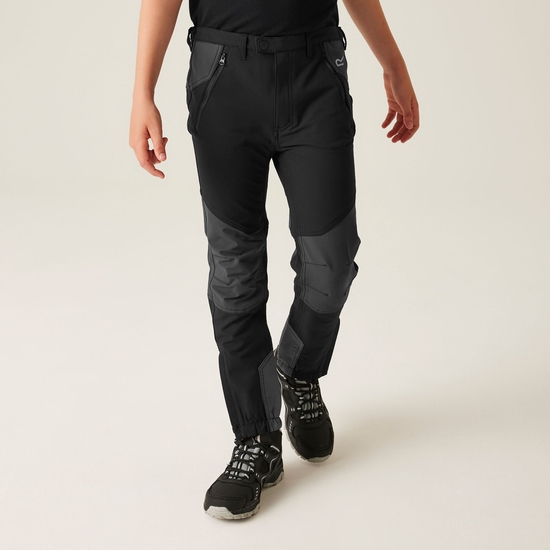 Kids' Tech Mountain Walking Trousers Black Ash