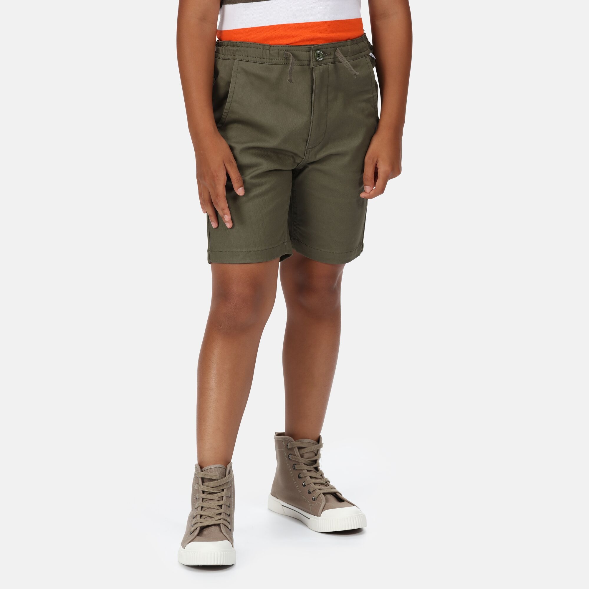 Regatta Unisex Kids Green Kids Alber Shorts Grapeleaf Ottoman, Cotton, : Size 5-6 Years