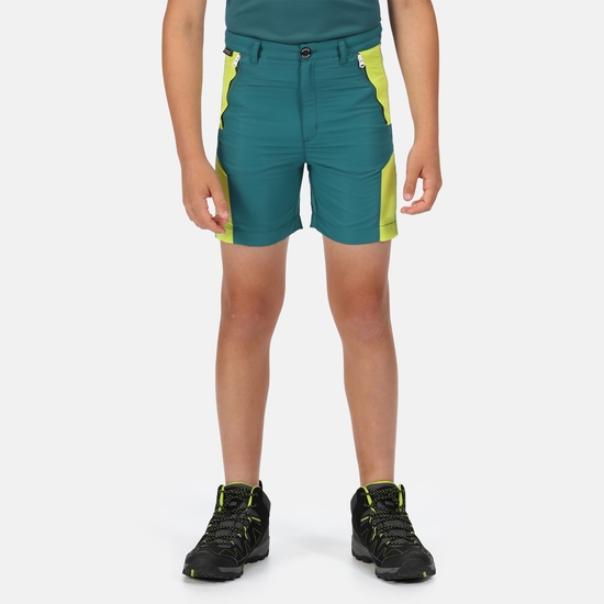 Kids' Sorcer II Mountain Walking Shorts Pacific Green Bright Kiwi