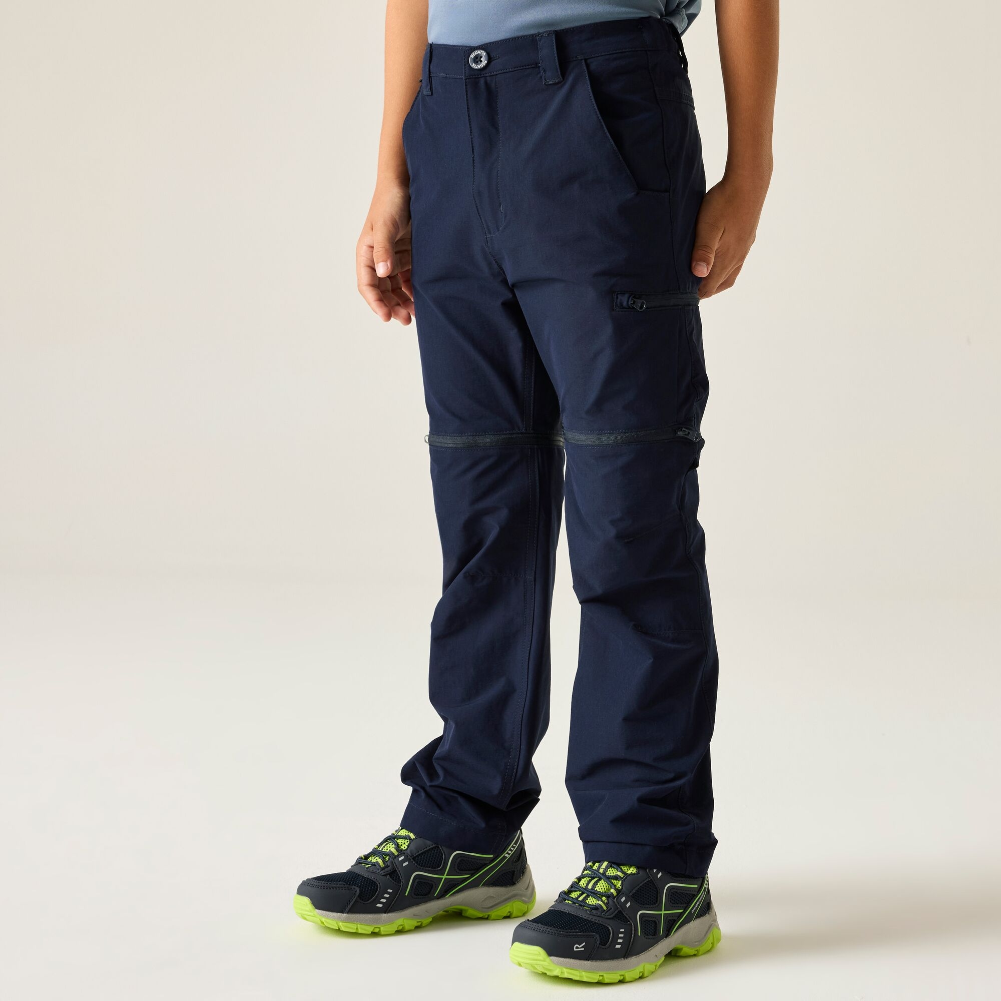 Regatta Kids’ Highton Stretch Zip Off Walking Trousers - Blue Size 7-8 Years