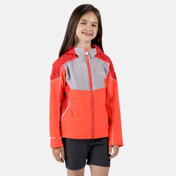 Kids' Acidity IV Reflective Hooded Softshell Walking Jacket Fiery Coral Dapple