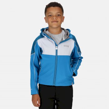 Kids' Acidity IV Reflective Hooded Softshell Walking Jacket Blue Aster White