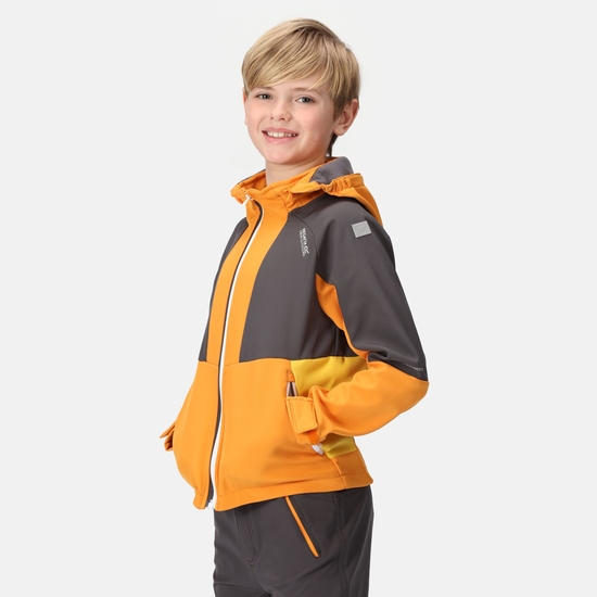Kids' Haydenbury Softshell Jacket Orange Pepper Californian Yellow