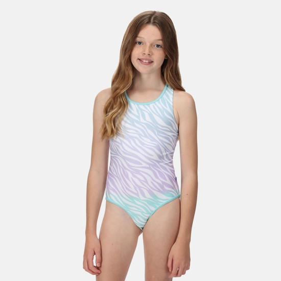 Kids' Tanvi Swimming Costume Aruba Blue Zebra