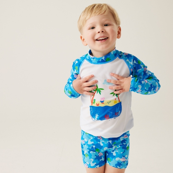 Kids' Peppa Pig Rash Suit Cool Aqua White