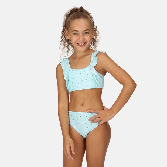 Kids' Dakaria Bikini Set Aqua Blue Ditsy Floral 