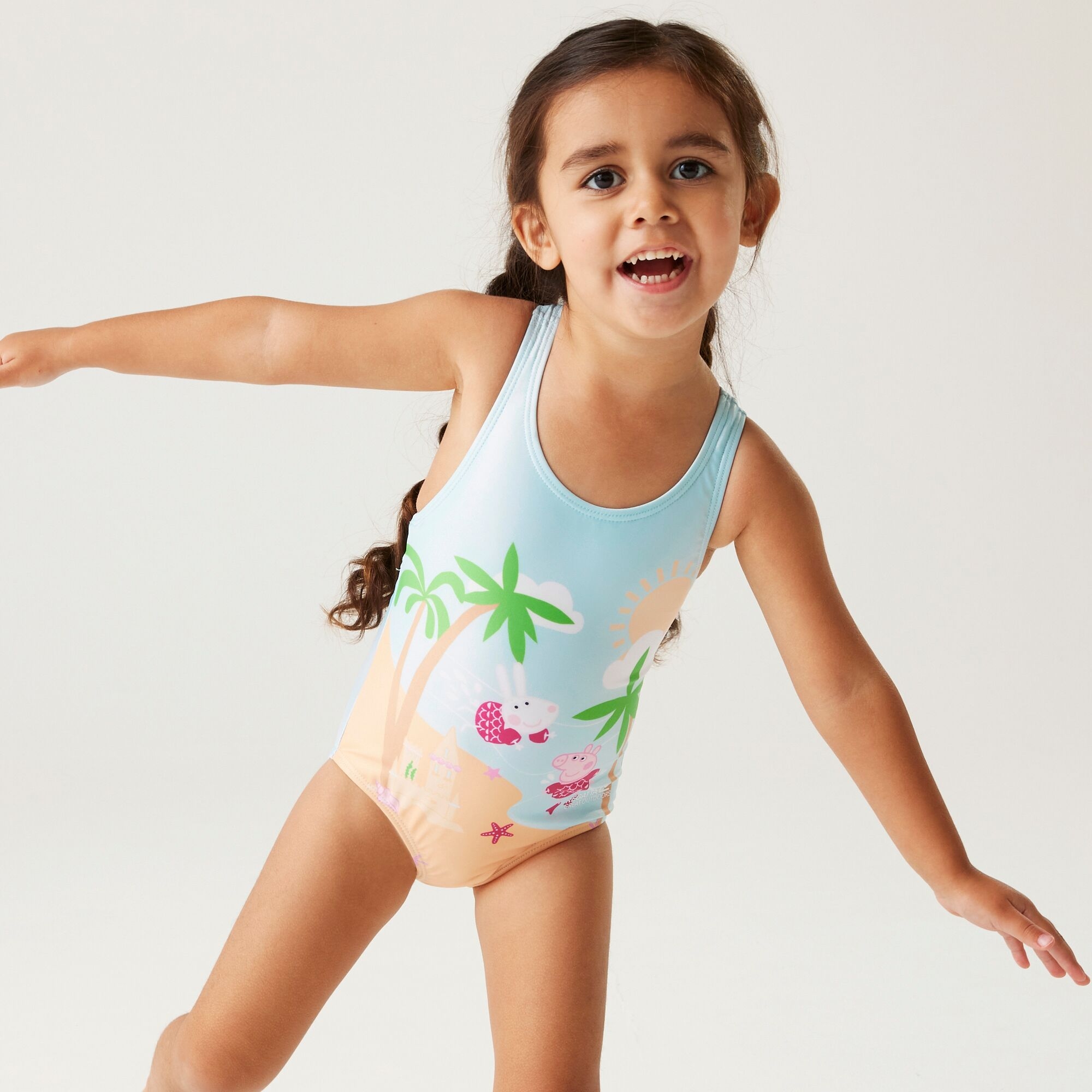 Regatta Dziecięcy strój kąpielowy jednoczęściowy Peppa Splash Niebieski