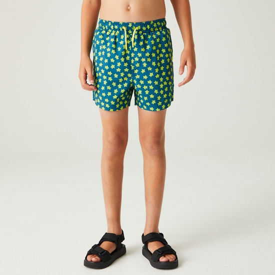 Kids' Skander III Swim Shorts Morrocan Blue Turtle Print