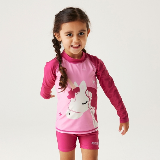 Kids' Animal Rash Suit Luna The Unicorn Sweet Pink