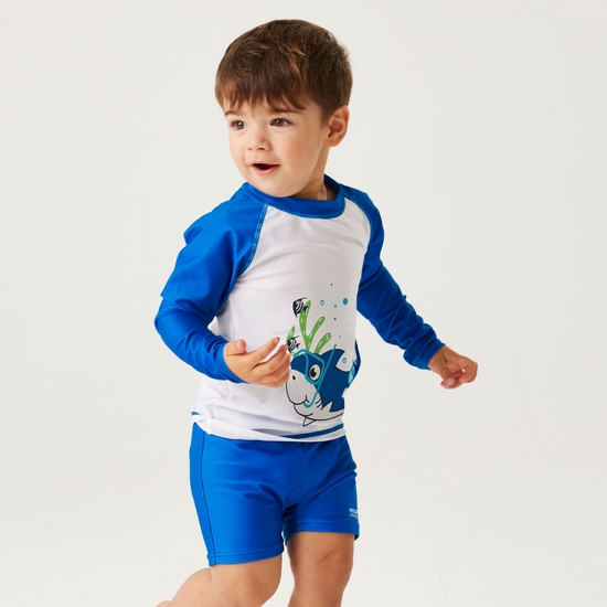 Kids' Animal Rash Suit Bubbles The Shark Hawaiian Blue