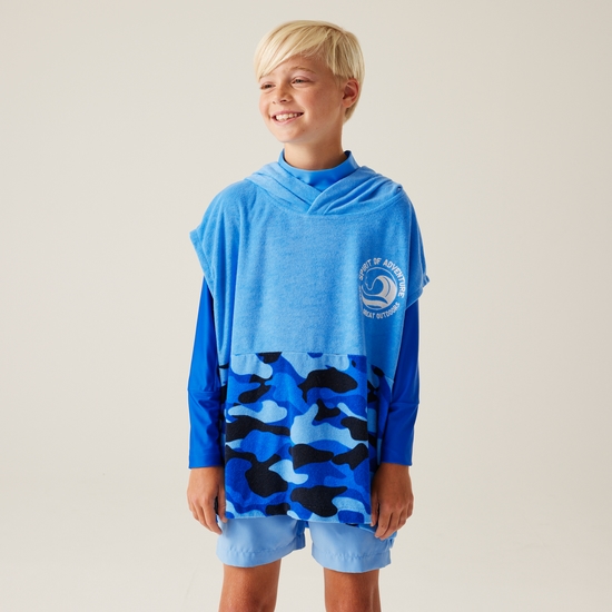 Poncho de bain Towel Robe II pour enfant Bleu