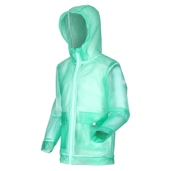 Kids' Hallow Waterproof Transparent Hooded Jacket Ice Green
